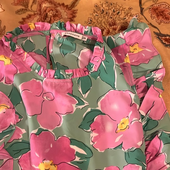 Floral  Dress in Pink and Green - Picture 2 of 3